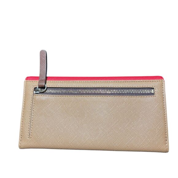 Tous Wallet Bag Red Brown 7" Coin Purse Trifold Zip - Picture 4 of 9